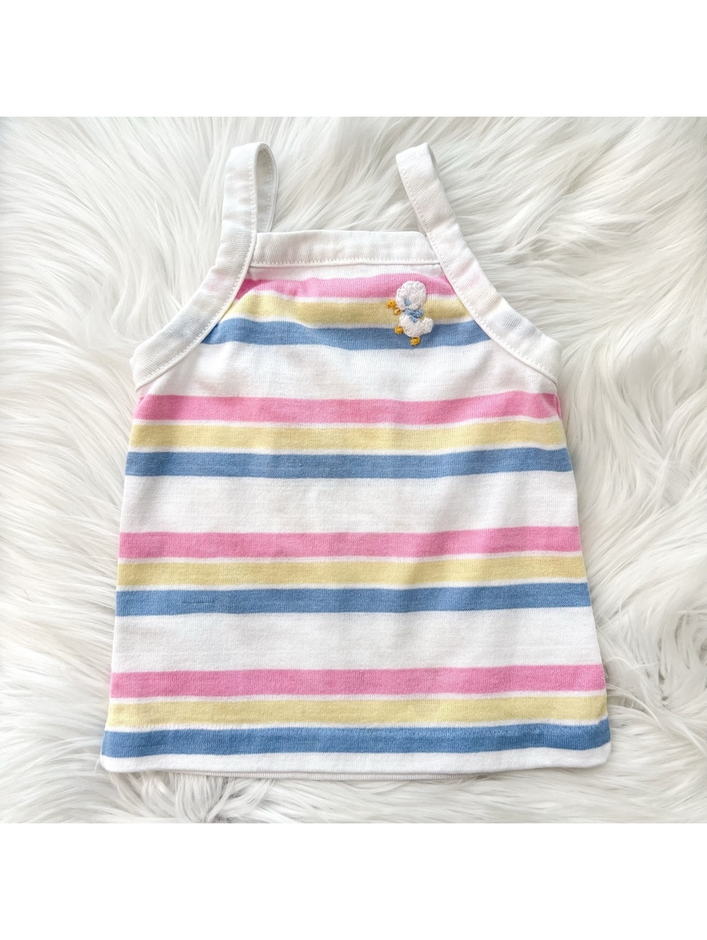 Vintage Healthtex 3T Pastel Stripe Duck Embroidered Tank Top USA 80s 90s